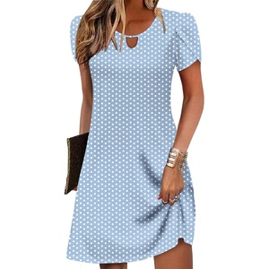 Zeagoo Women’s Casual A-Line Dresses with Pockets Summer Floral Tshirt Dress Short Sleeve Mini Dress Flowy Sundresses(Jh531)