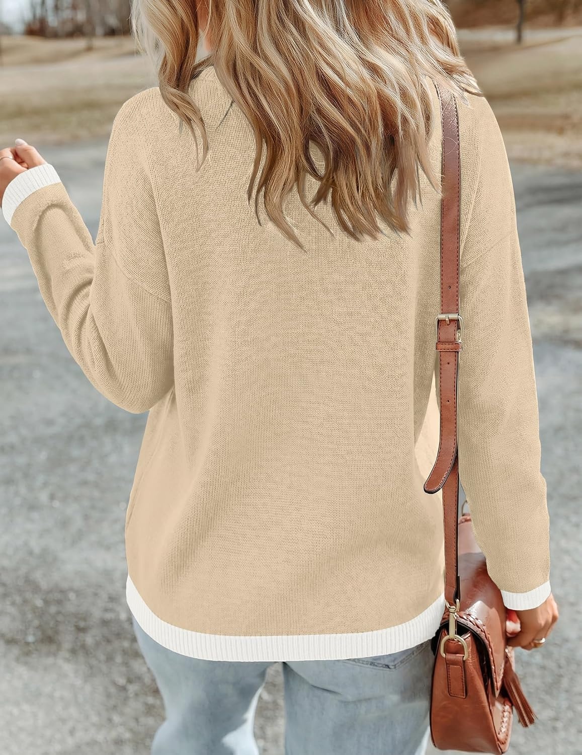 image:imageZeagoo Sweaters for Women Fall Outfits Trendy 2026 Long Sleeve Shirts Bussiness Casual Knit Pullover Sweater TopsColor Block 1 Long Sleeve