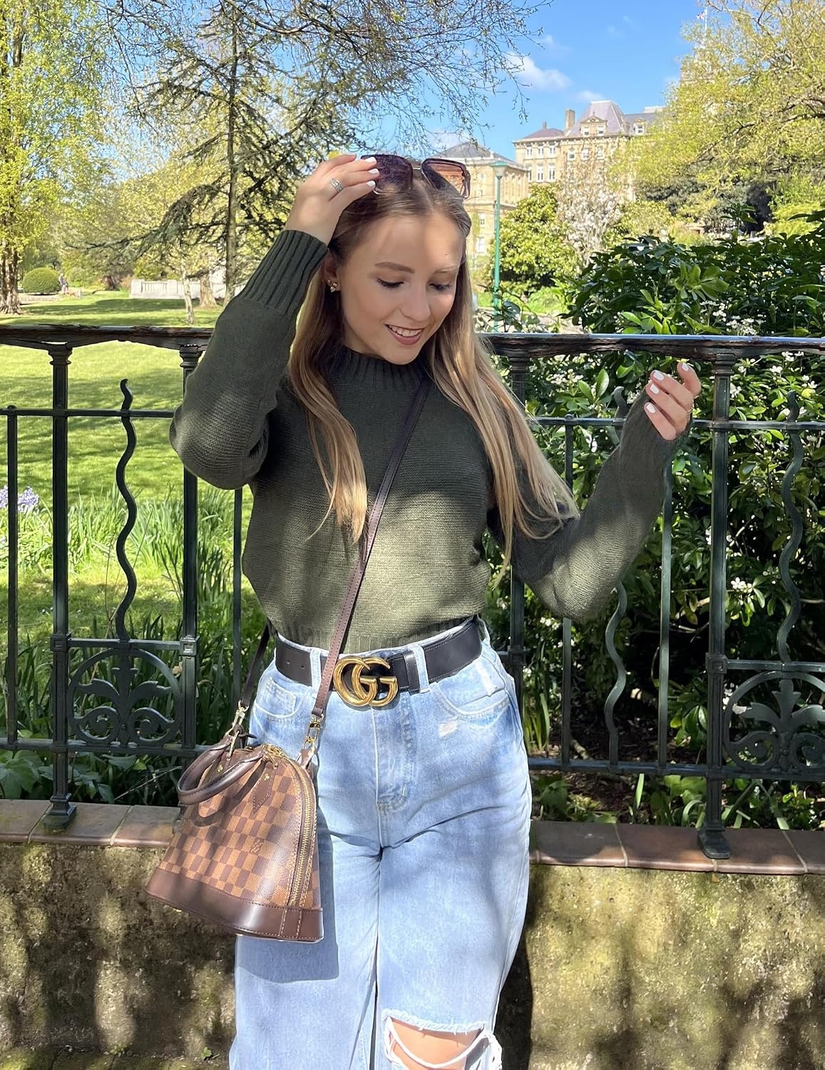 image:imageZeagoo Womens 2026 Fall Crewneck Cropped Sweaters Long Sleeve Knit TopsArmy Green