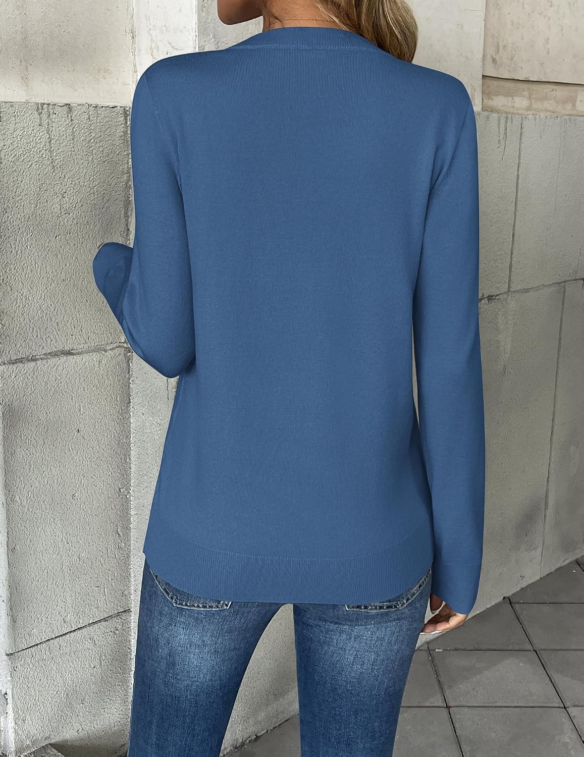 image:imageZeagoo Womens 2026 Fall V Neck Sweaters Long Sleeve Tops Fashion ClothingBlue