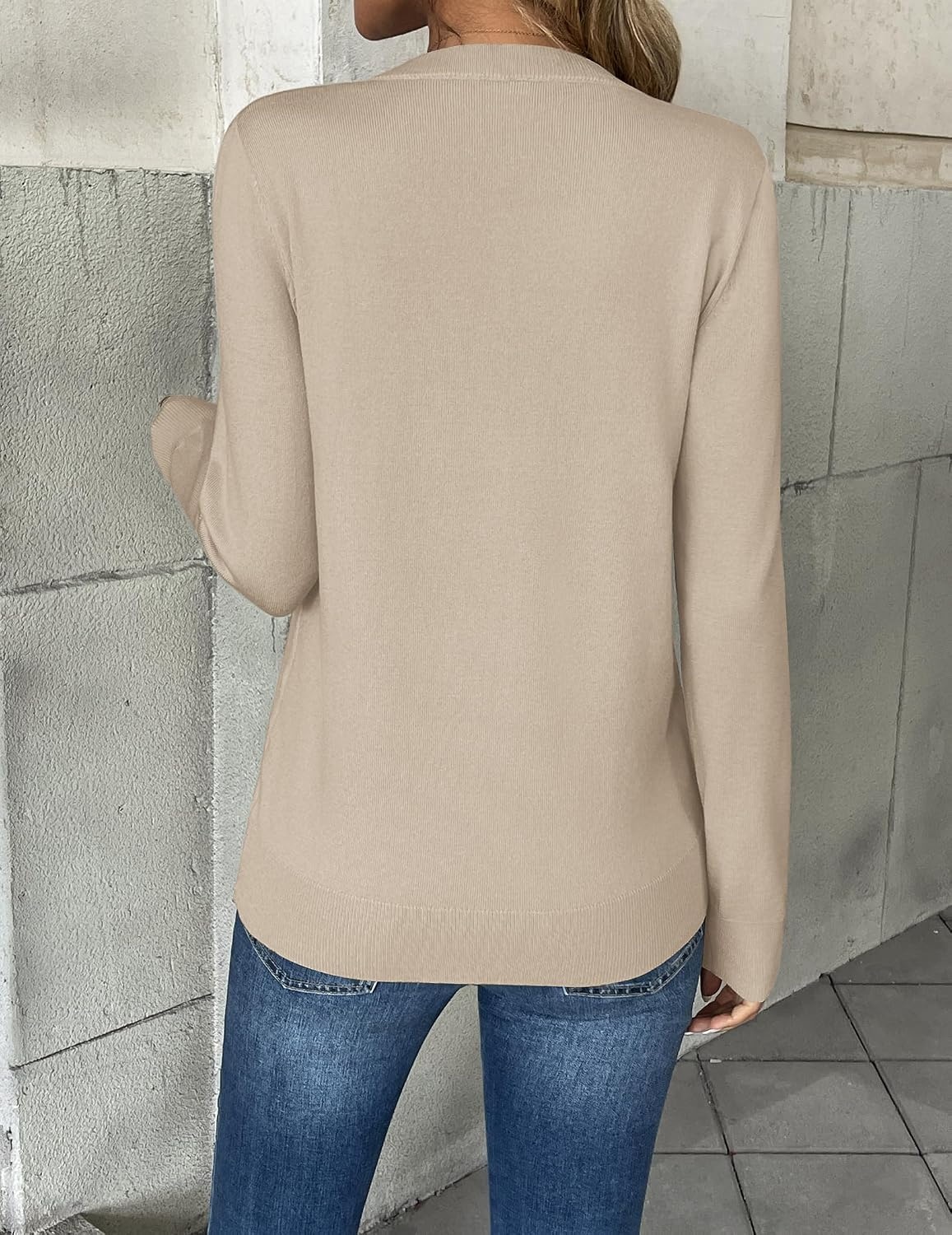 image:imageZeagoo Womens 2026 Fall V Neck Sweaters Long Sleeve Tops Fashion ClothingCoffee