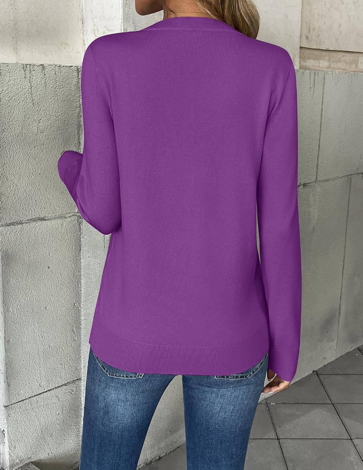 image:imageZeagoo Womens 2026 Fall V Neck Sweaters Long Sleeve Tops Fashion ClothingDark Purple