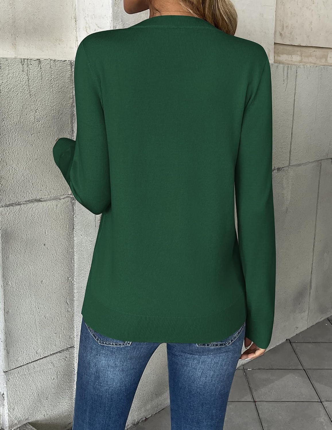 image:imageZeagoo Womens 2026 Fall V Neck Sweaters Long Sleeve Tops Fashion ClothingGreen