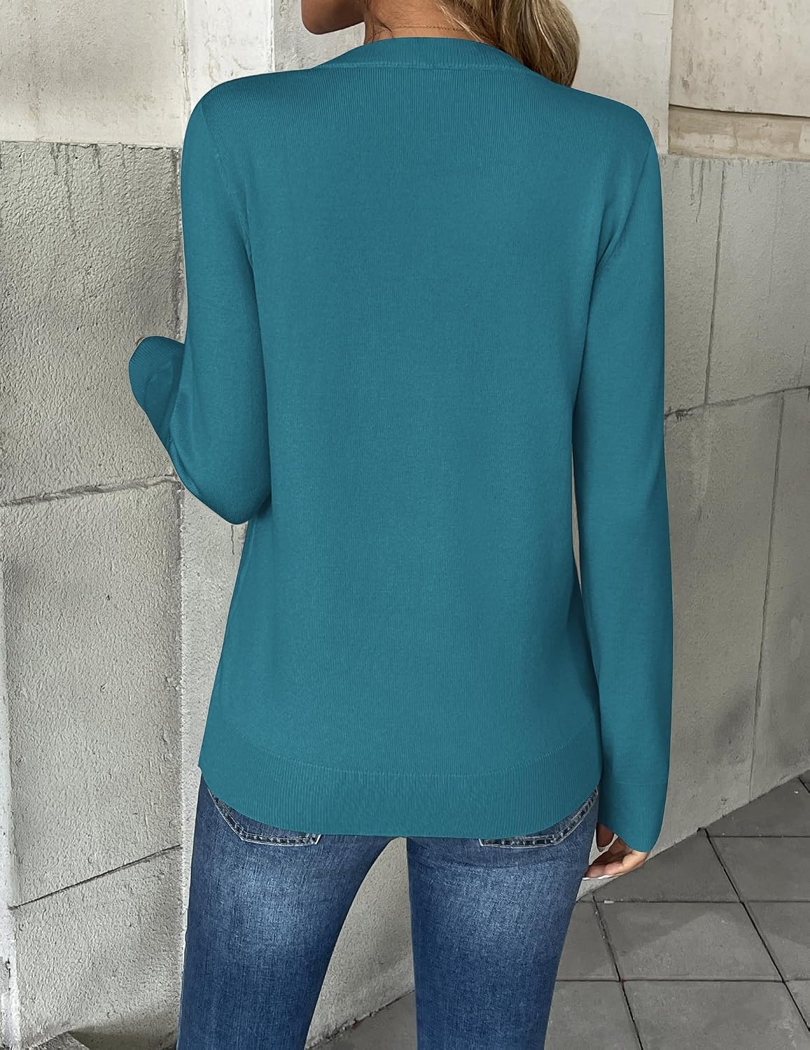 image:imageZeagoo Womens 2026 Fall V Neck Sweaters Long Sleeve Tops Fashion ClothingLake Blue