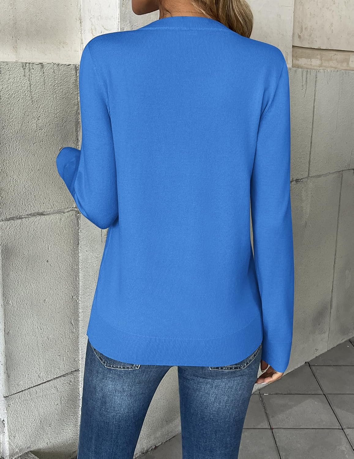 image:imageZeagoo Womens 2026 Fall V Neck Sweaters Long Sleeve Tops Fashion ClothingSky Blue