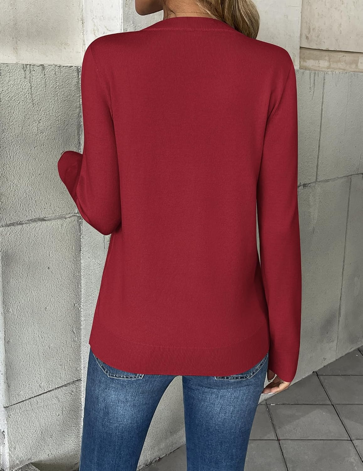 image:imageZeagoo Womens 2026 Fall V Neck Sweaters Long Sleeve Tops Fashion ClothingWine Red