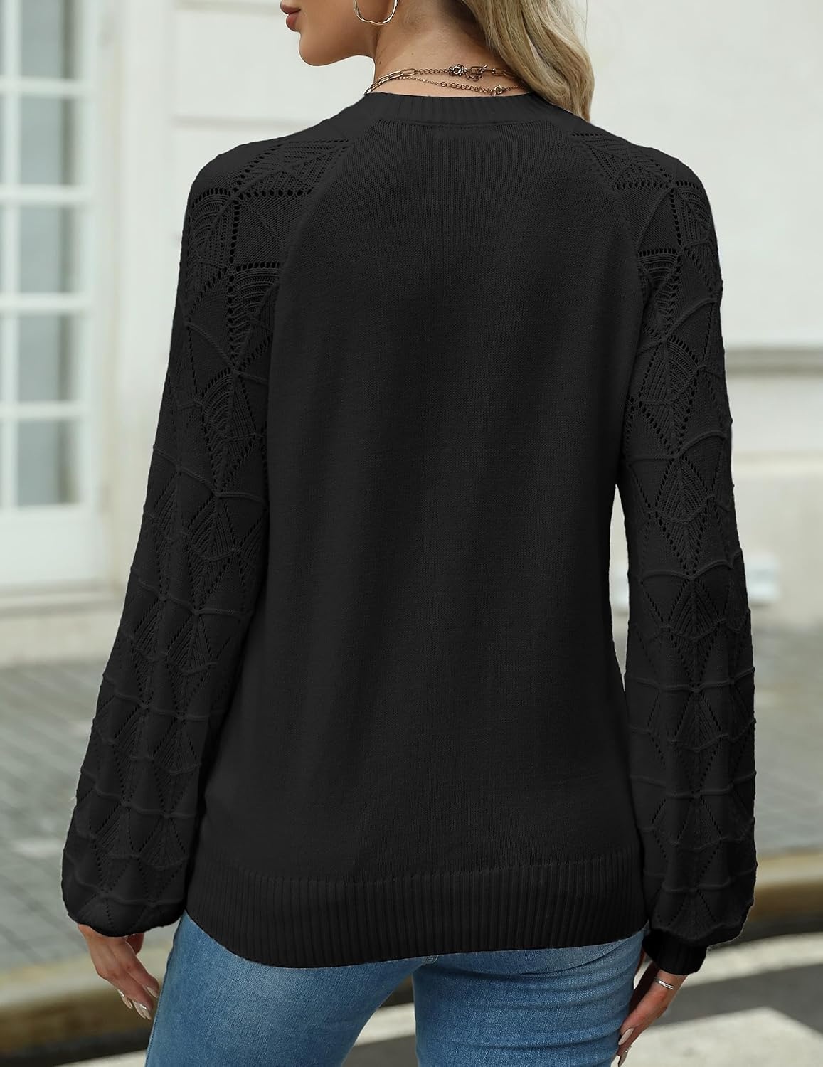 image:imageZeagoo Womens Sweaters 2026 Long Sleeve Crew Neck Lightweight Pullover Knitted Cute Fall Fashion TopsBlack