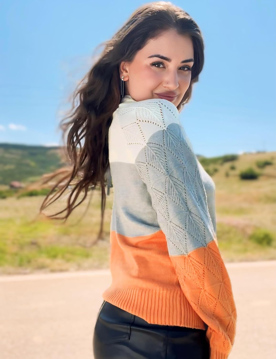 image:imageZeagoo Womens Sweaters 2026 Long Sleeve Crew Neck Lightweight Pullover Knitted Cute Fall Fashion TopsZ1 Caramel