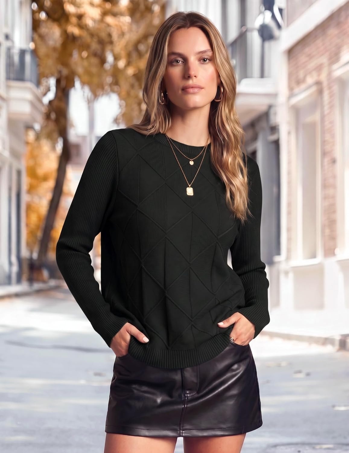 image:imageZeagoo Womens Sweaters Crewneck Long Sleeve Soft Casual Knit Pullover TopsBlack