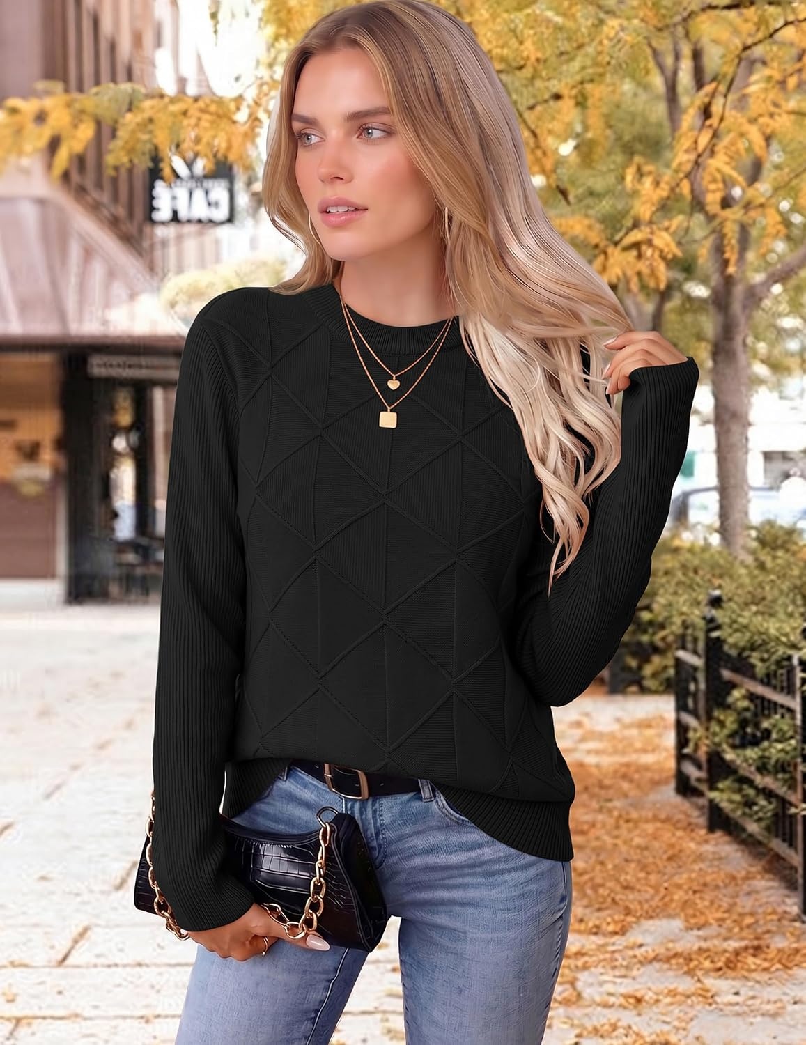 image:imageZeagoo Womens Sweaters Crewneck Long Sleeve Soft Casual Knit Pullover TopsBlack