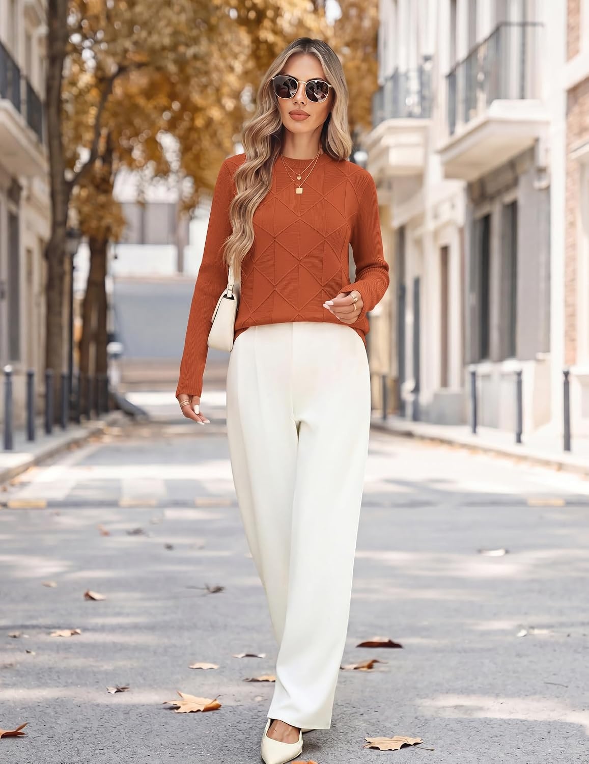 image:imageZeagoo Womens Sweaters Crewneck Long Sleeve Soft Casual Knit Pullover TopsRust Red