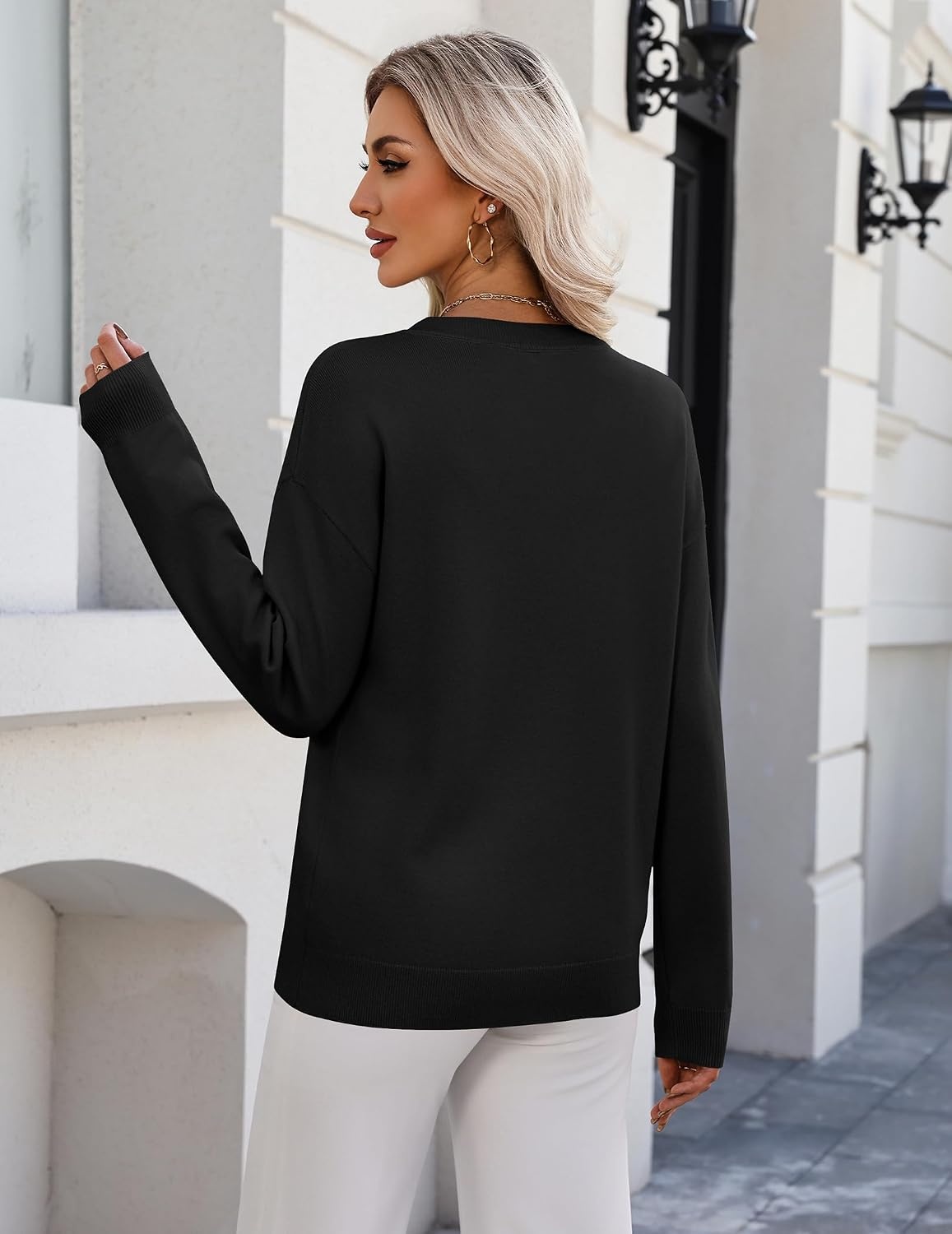 image:imageZeagoo Womens Sweaters Long Sleeve Crew Neck Pullover Tops Dressy OutfitsBlack