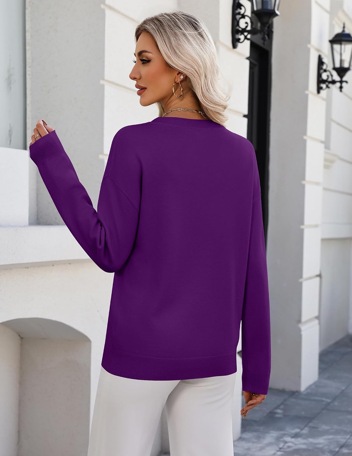 image:imageZeagoo Womens Sweaters Long Sleeve Crew Neck Pullover Tops Dressy OutfitsPurple