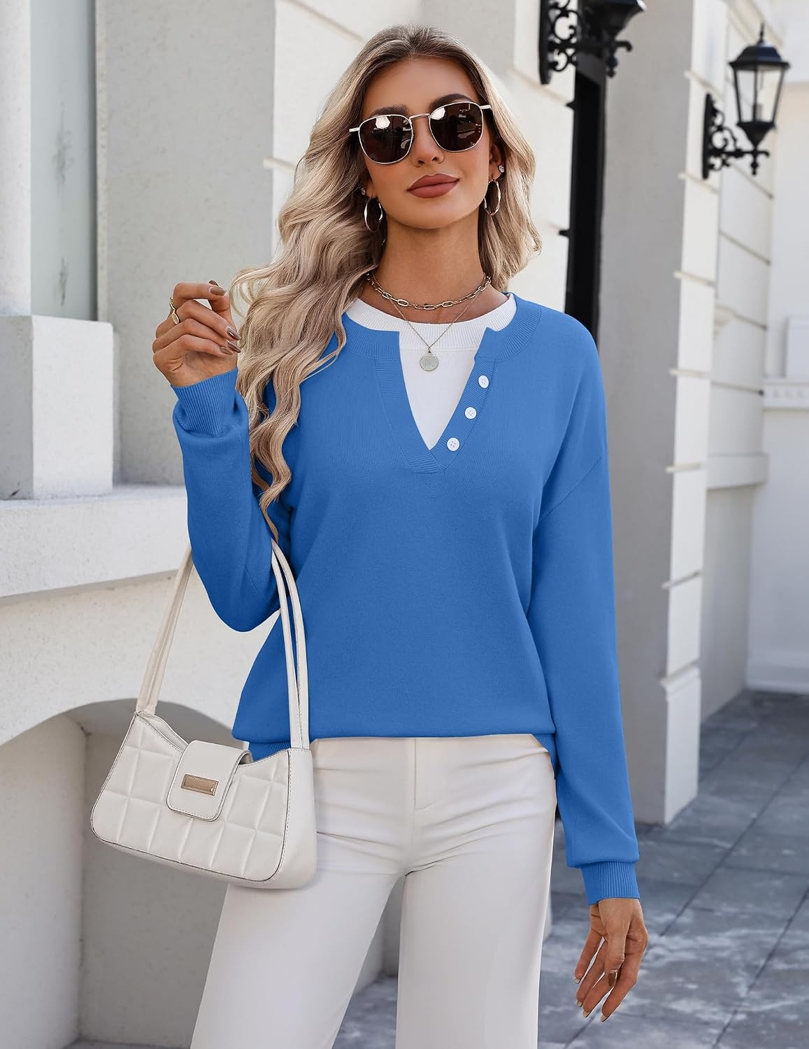image:imageZeagoo Womens Sweaters Long Sleeve Crew Neck Pullover Tops Dressy OutfitsRoyal Blue