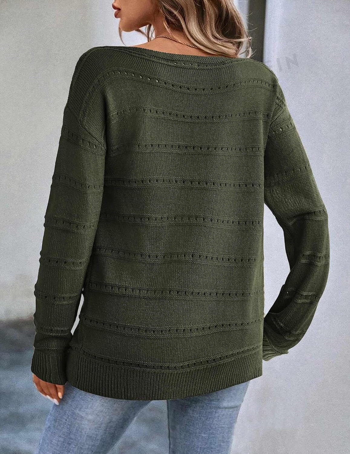 image:imageZeagoo Womens Sweaters Off The Shoulder Crochet Dressy Casual OutfitsAarmy Green