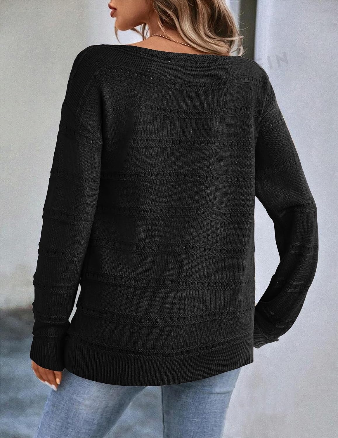 image:imageZeagoo Womens Sweaters Off The Shoulder Crochet Dressy Casual OutfitsAblack