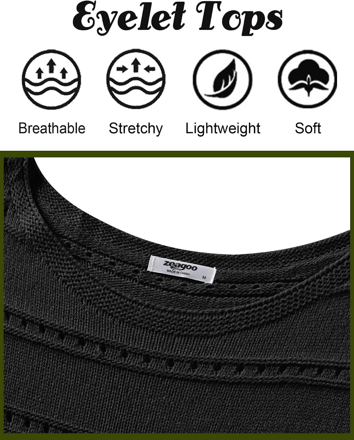 image:imageZeagoo Womens Sweaters Off The Shoulder Crochet Dressy Casual OutfitsAblack