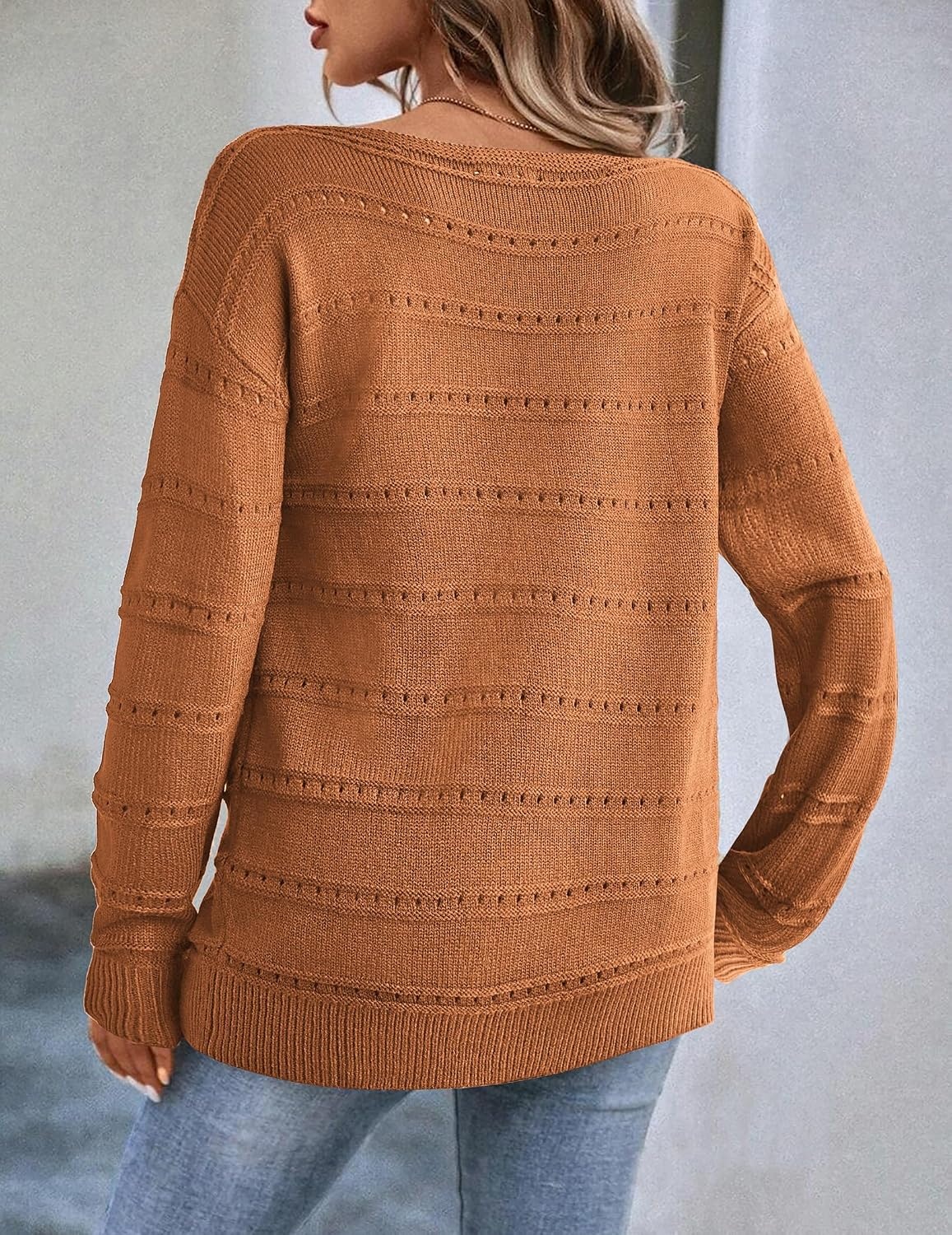 image:imageZeagoo Womens Sweaters Off The Shoulder Crochet Dressy Casual OutfitsAbrown