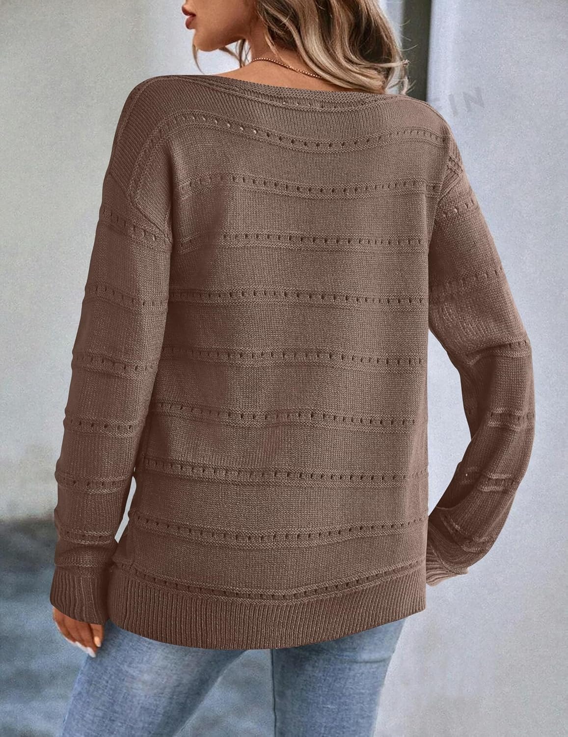 image:imageZeagoo Womens Sweaters Off The Shoulder Crochet Dressy Casual OutfitsAdark Brown