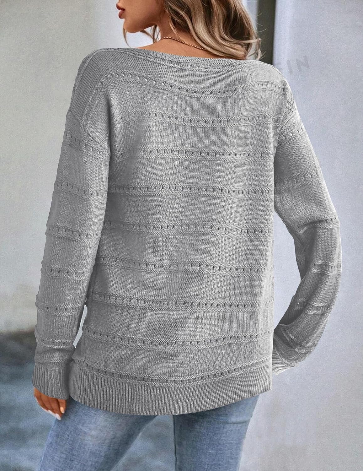 image:imageZeagoo Womens Sweaters Off The Shoulder Crochet Dressy Casual OutfitsAgray