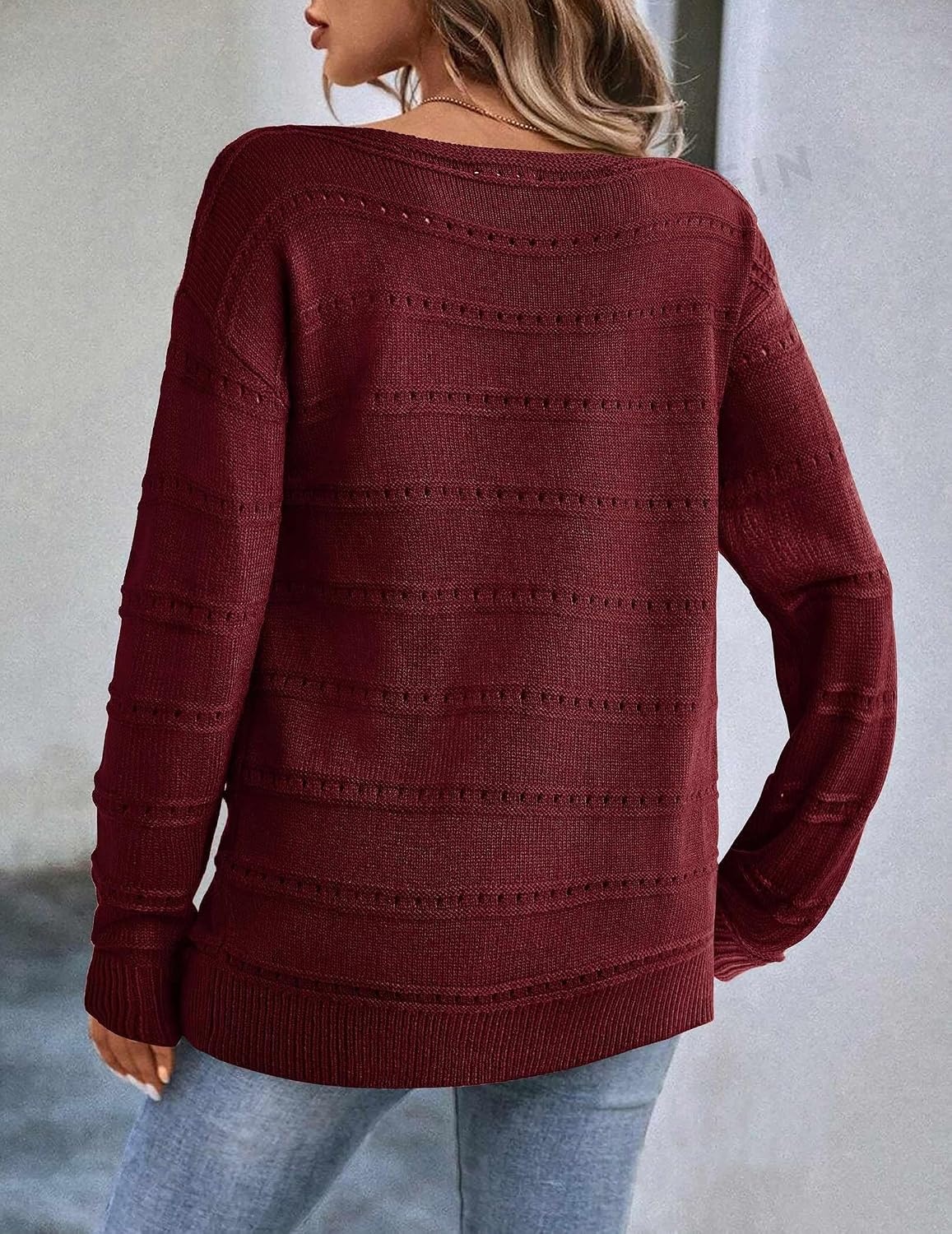 image:imageZeagoo Womens Sweaters Off The Shoulder Crochet Dressy Casual OutfitsAwine Red
