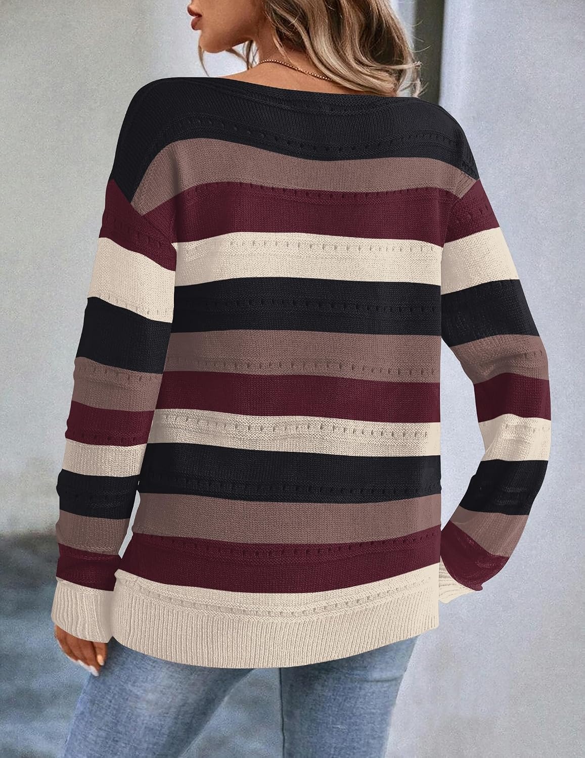 image:imageZeagoo Womens Sweaters Off The Shoulder Crochet Dressy Casual OutfitsColorblock 229