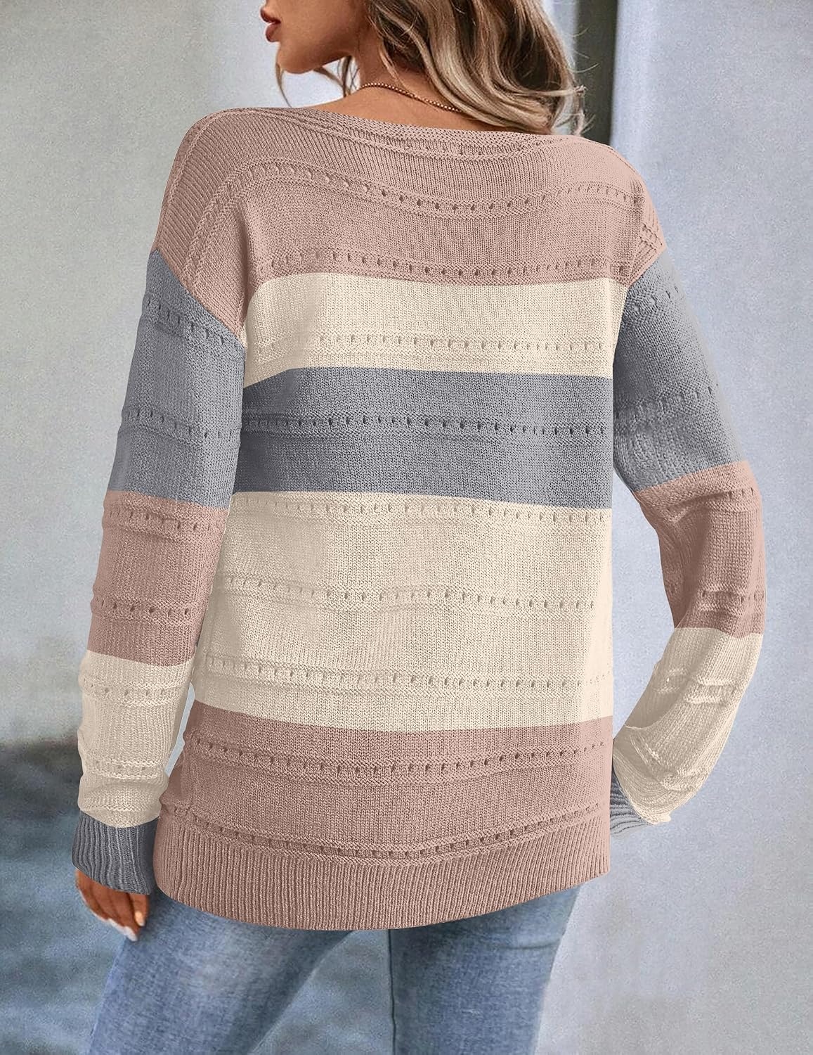 image:imageZeagoo Womens Sweaters Off The Shoulder Crochet Dressy Casual OutfitsColorblock 537