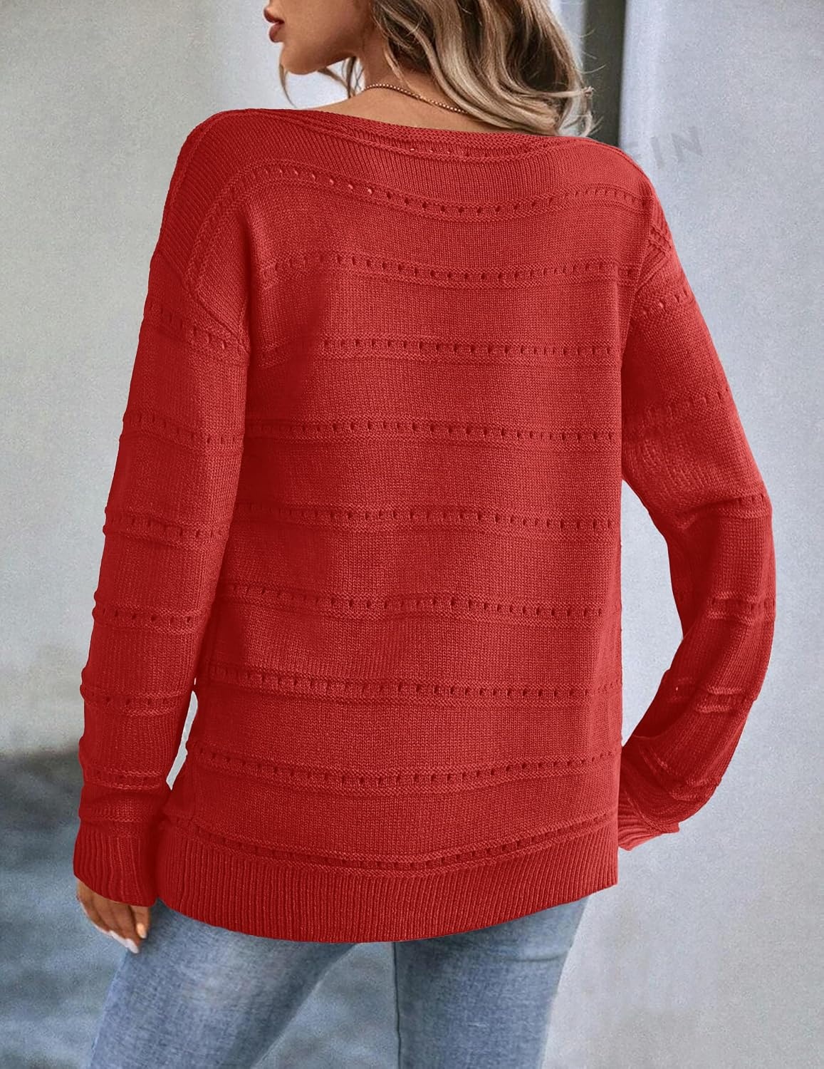 image:imageZeagoo Womens Sweaters Off The Shoulder Crochet Dressy Casual OutfitsRed