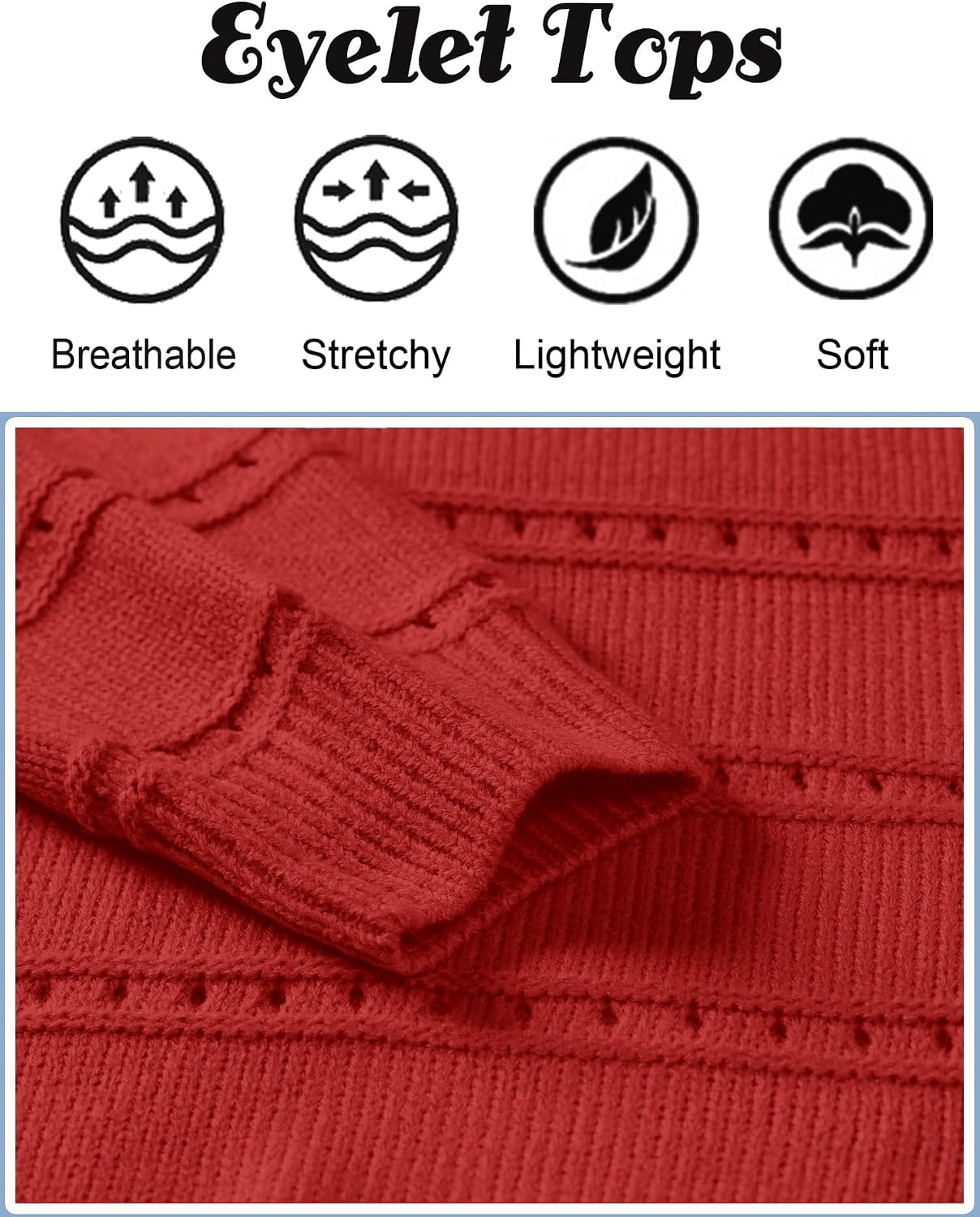 image:imageZeagoo Womens Sweaters Off The Shoulder Crochet Dressy Casual OutfitsRed
