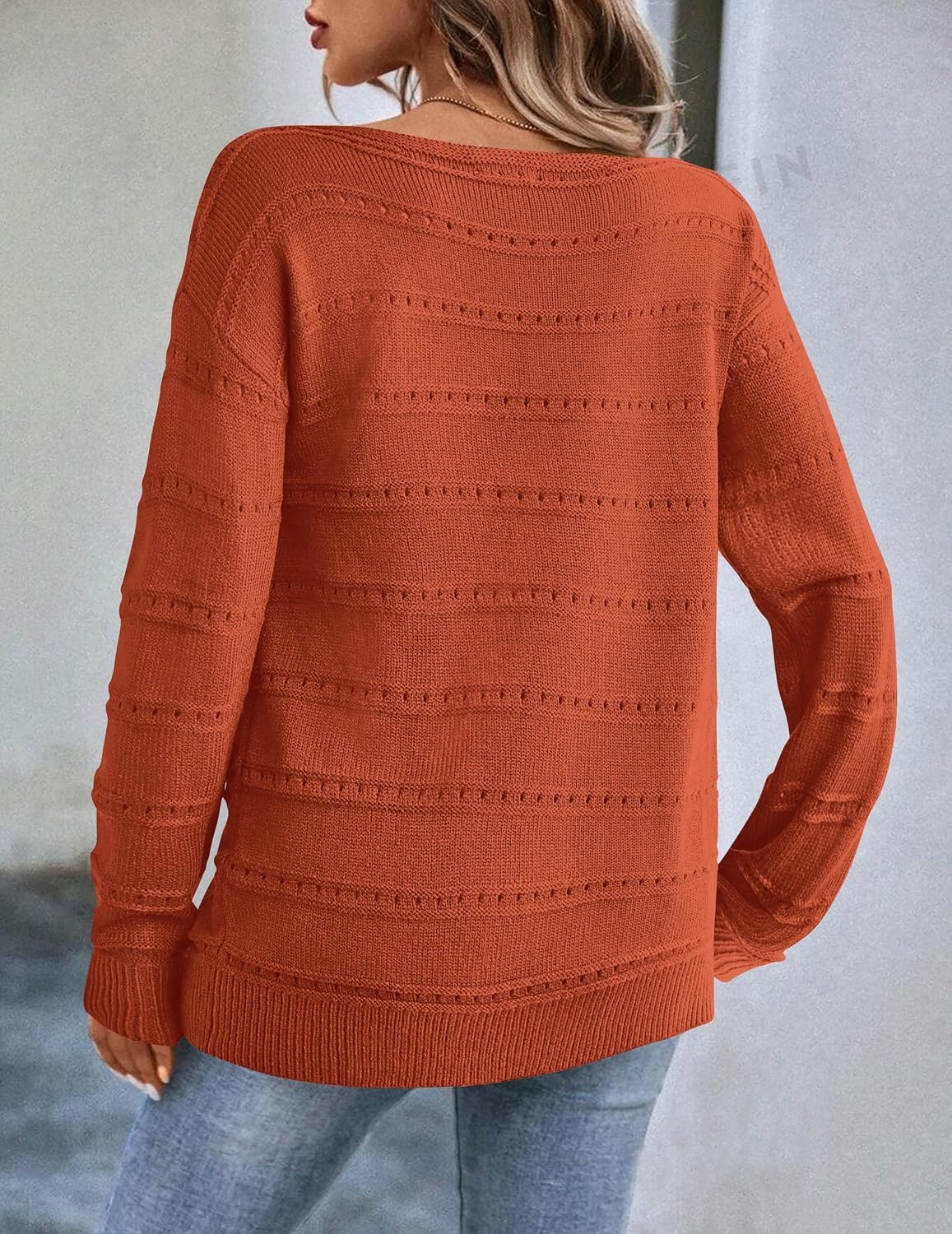 image:imageZeagoo Womens Sweaters Off The Shoulder Crochet Dressy Casual OutfitsRust