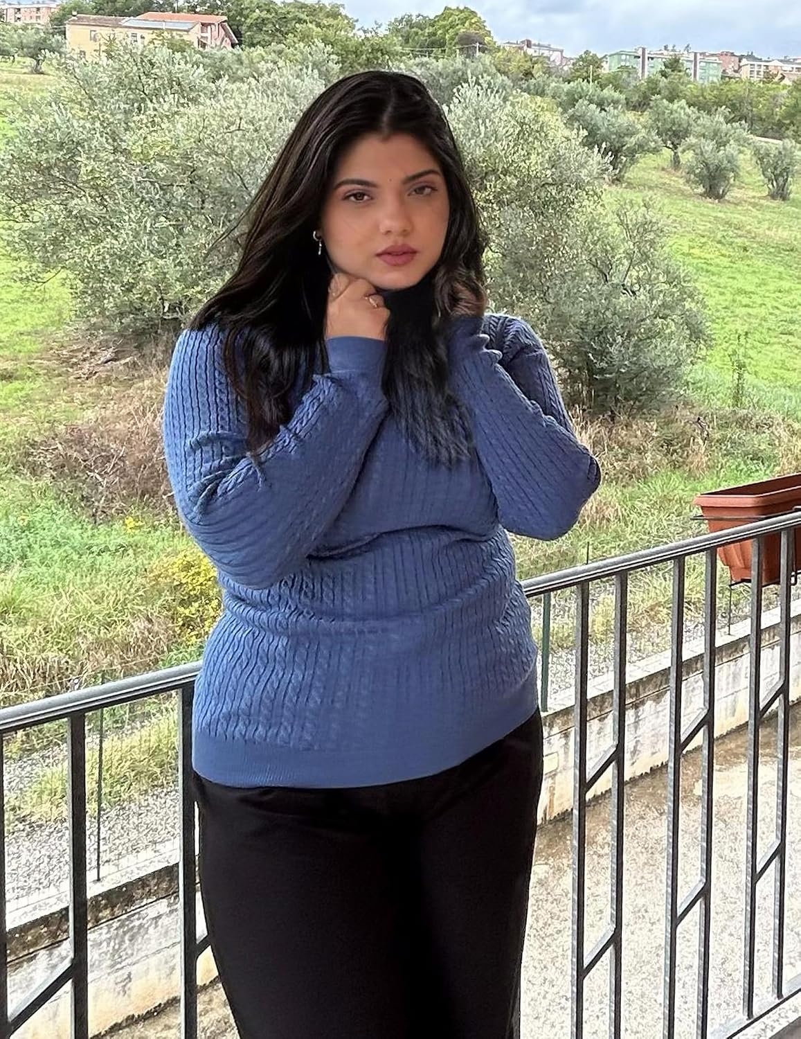 image:imageZeagoo Womens Sweaters Turtleneck Cable Knit Long Sleeve Pullover Fall TopsNavy Blue