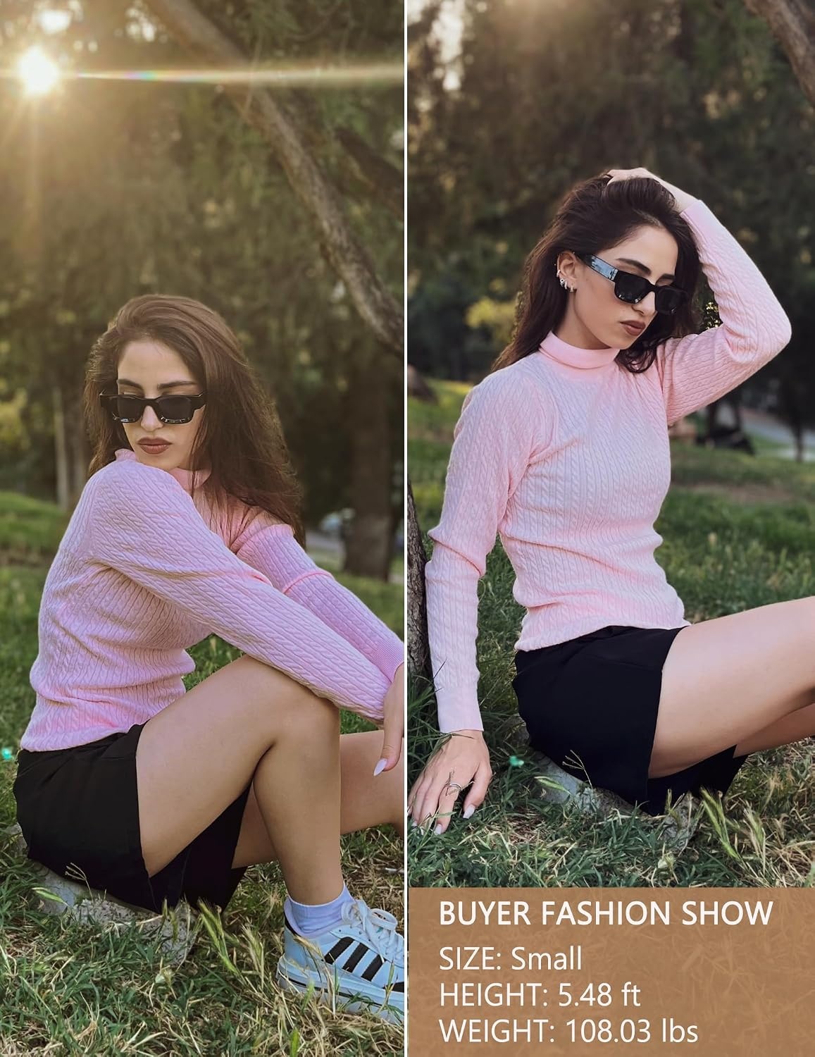 image:imageZeagoo Womens Sweaters Turtleneck Cable Knit Long Sleeve Pullover Fall TopsPink