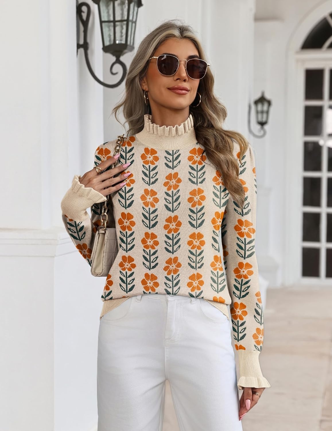 image:imageZeagoo Womens Turtleneck Sweater Fall Ruffle Dressy Knit Long Sleeve TopsSf167