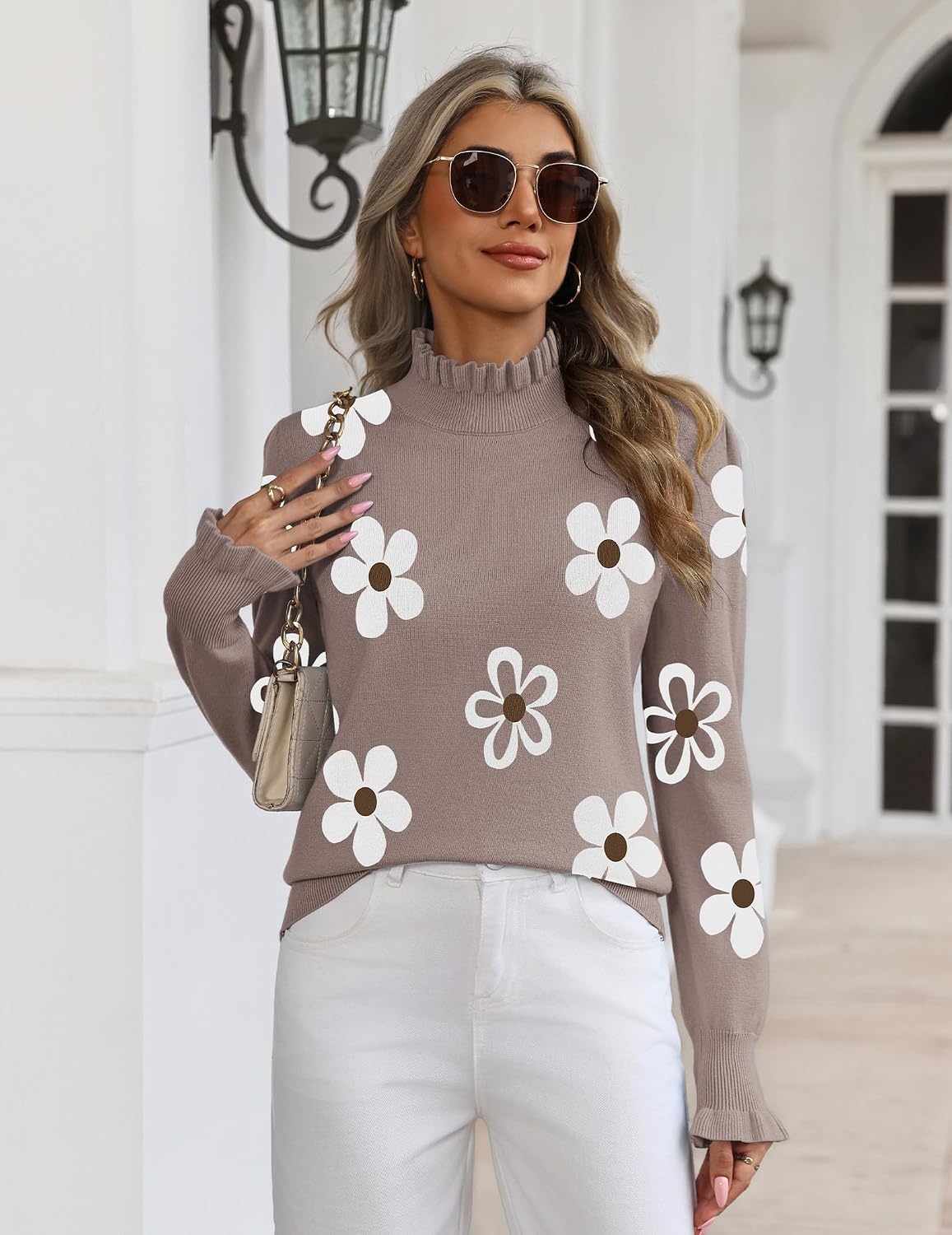 image:imageZeagoo Womens Turtleneck Sweater Fall Ruffle Dressy Knit Long Sleeve TopsSf175