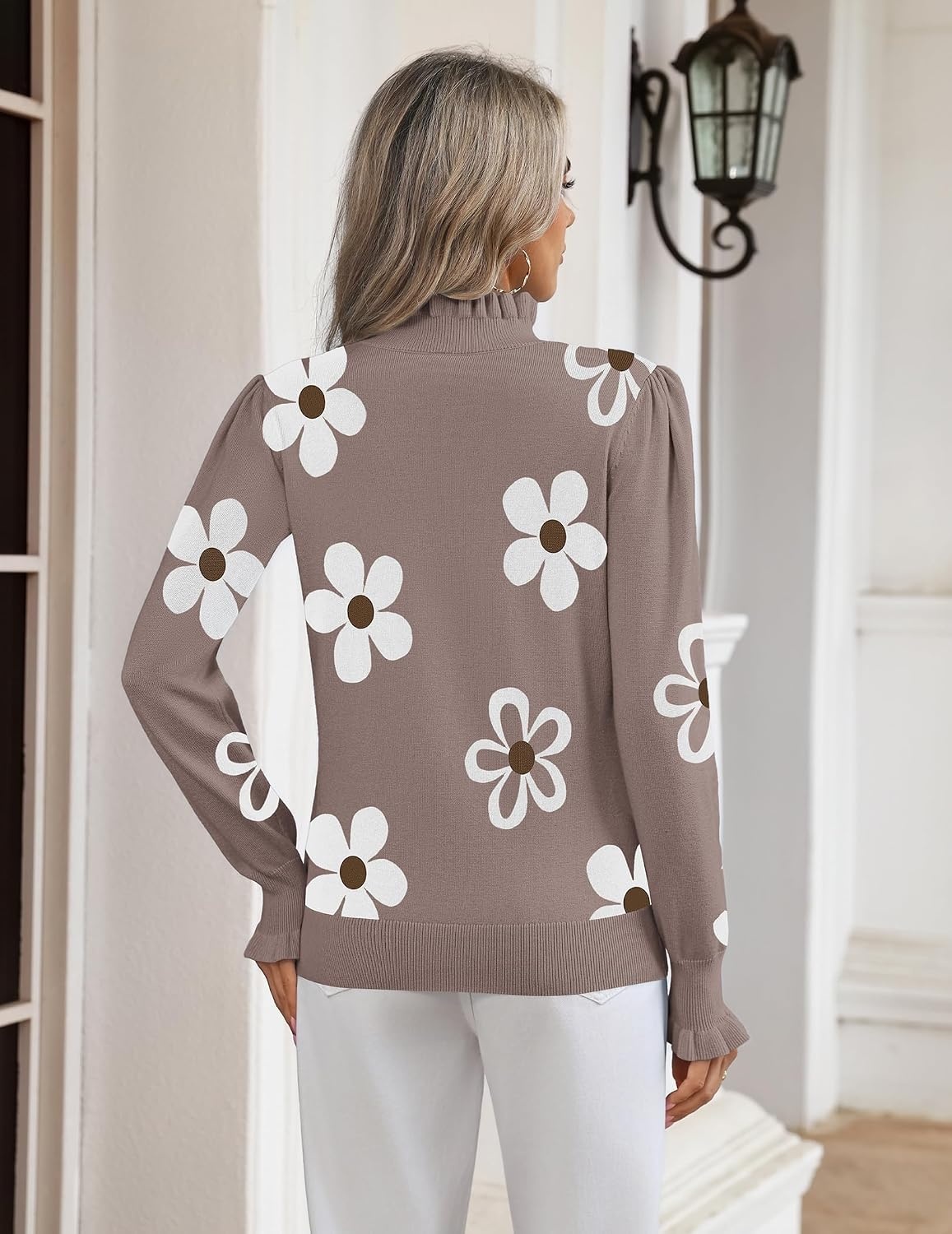 image:imageZeagoo Womens Turtleneck Sweater Fall Ruffle Dressy Knit Long Sleeve TopsSf175