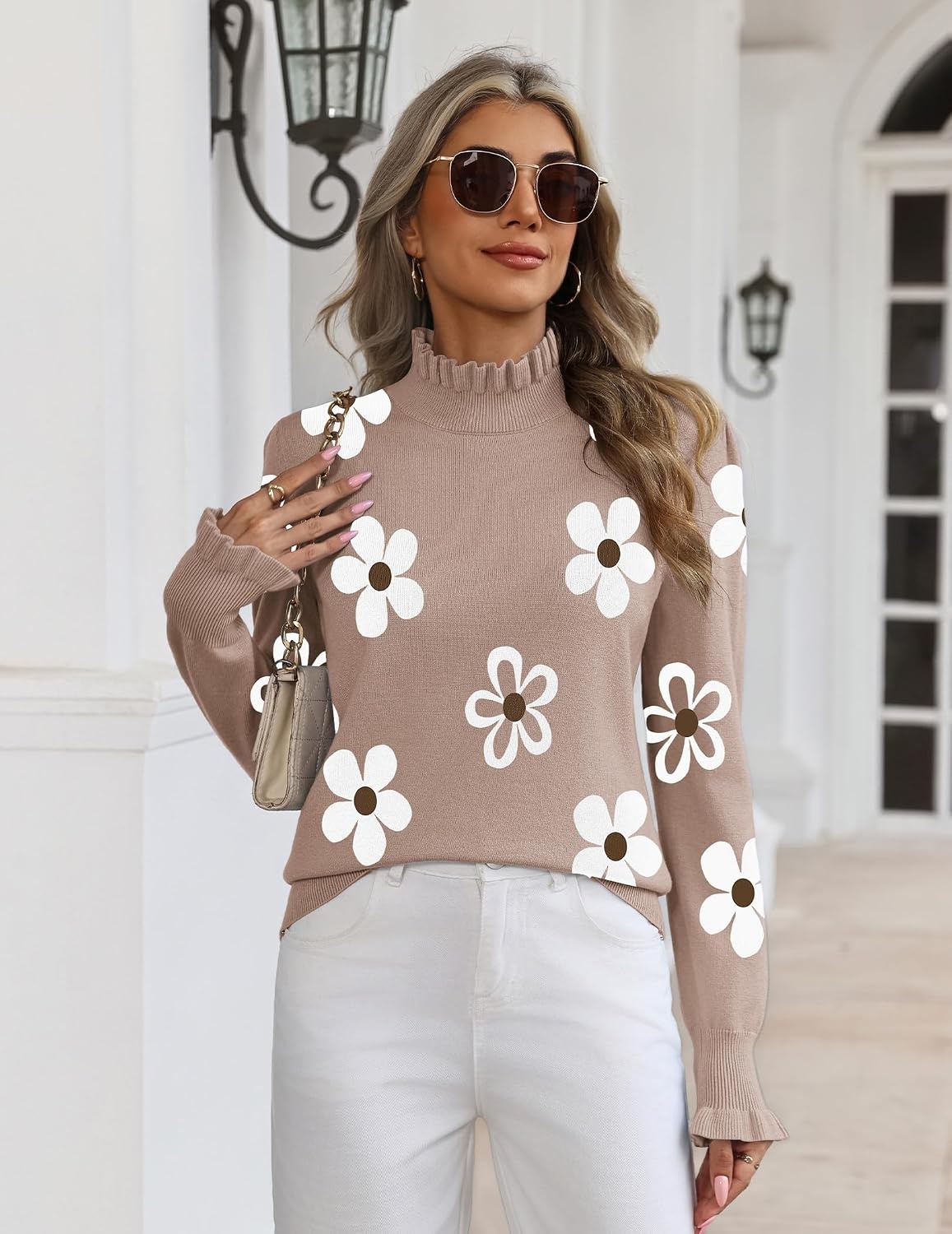 image:imageZeagoo Womens Turtleneck Sweater Fall Ruffle Dressy Knit Long Sleeve TopsSf384