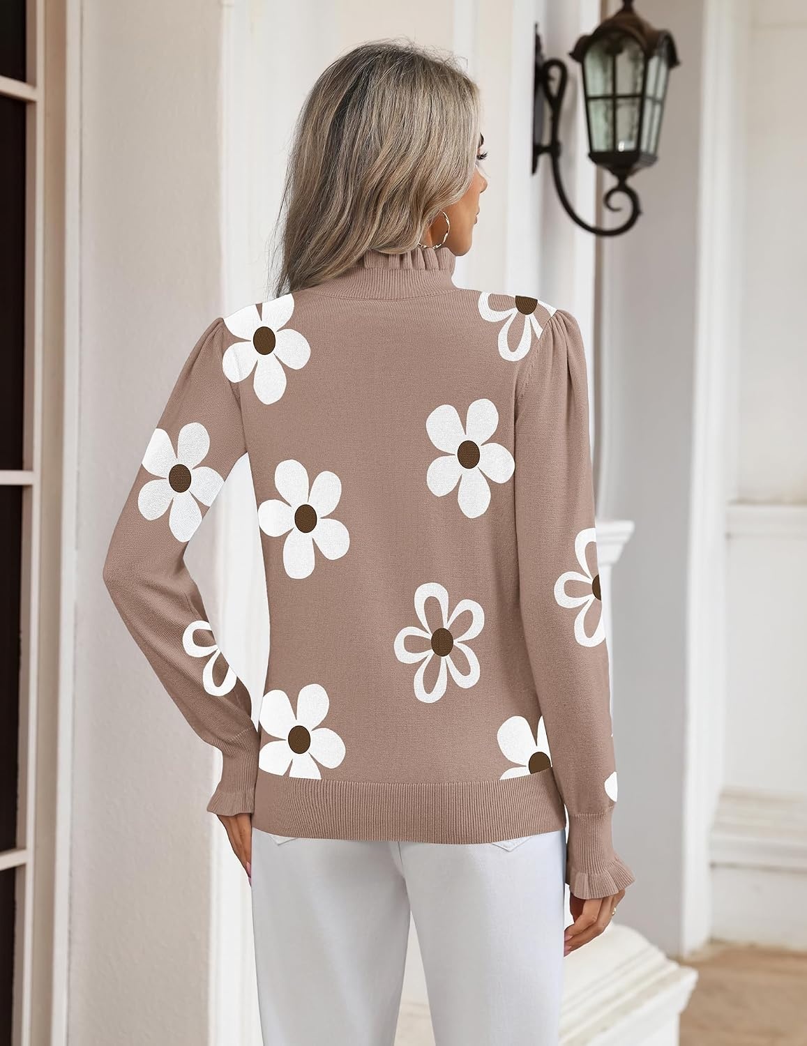 image:imageZeagoo Womens Turtleneck Sweater Fall Ruffle Dressy Knit Long Sleeve TopsSf384