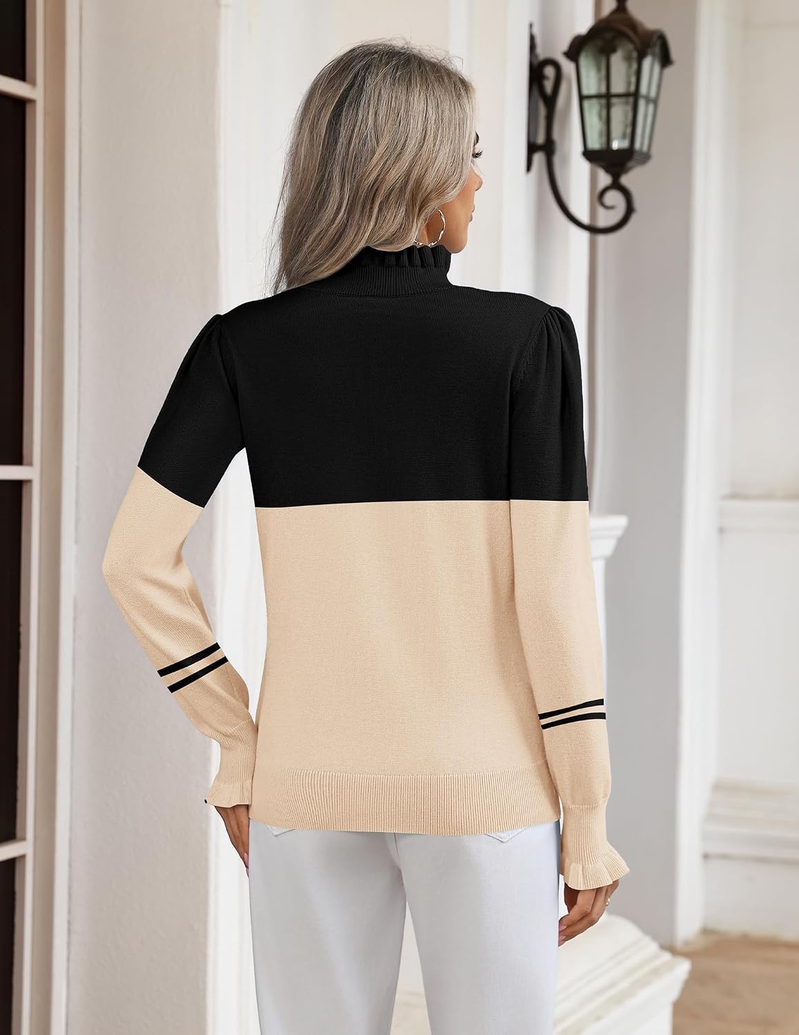 image:imageZeagoo Womens Turtleneck Sweater Fall Ruffle Dressy Knit Long Sleeve TopsTw724