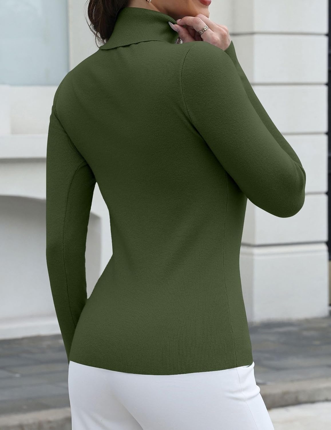 image:imageZeagoo Womens Turtleneck Sweater Long Sleeve Tops Basic Fall ClothesArmy Green