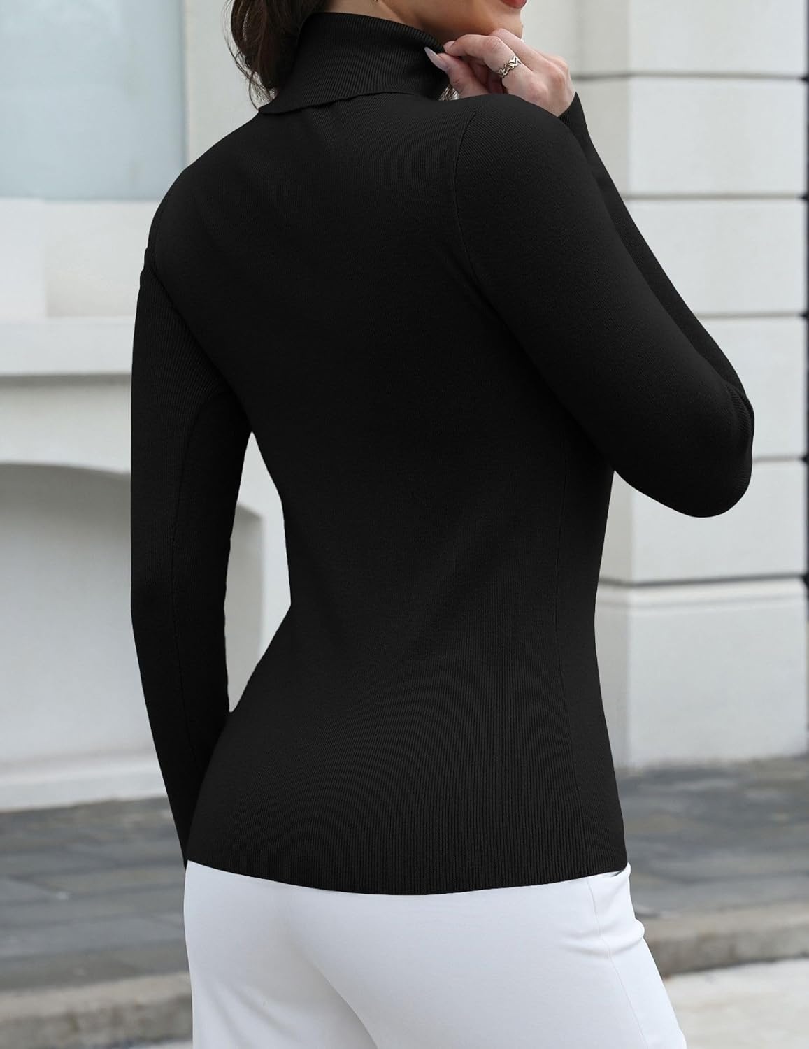 image:imageZeagoo Womens Turtleneck Sweater Long Sleeve Tops Basic Fall ClothesBlack