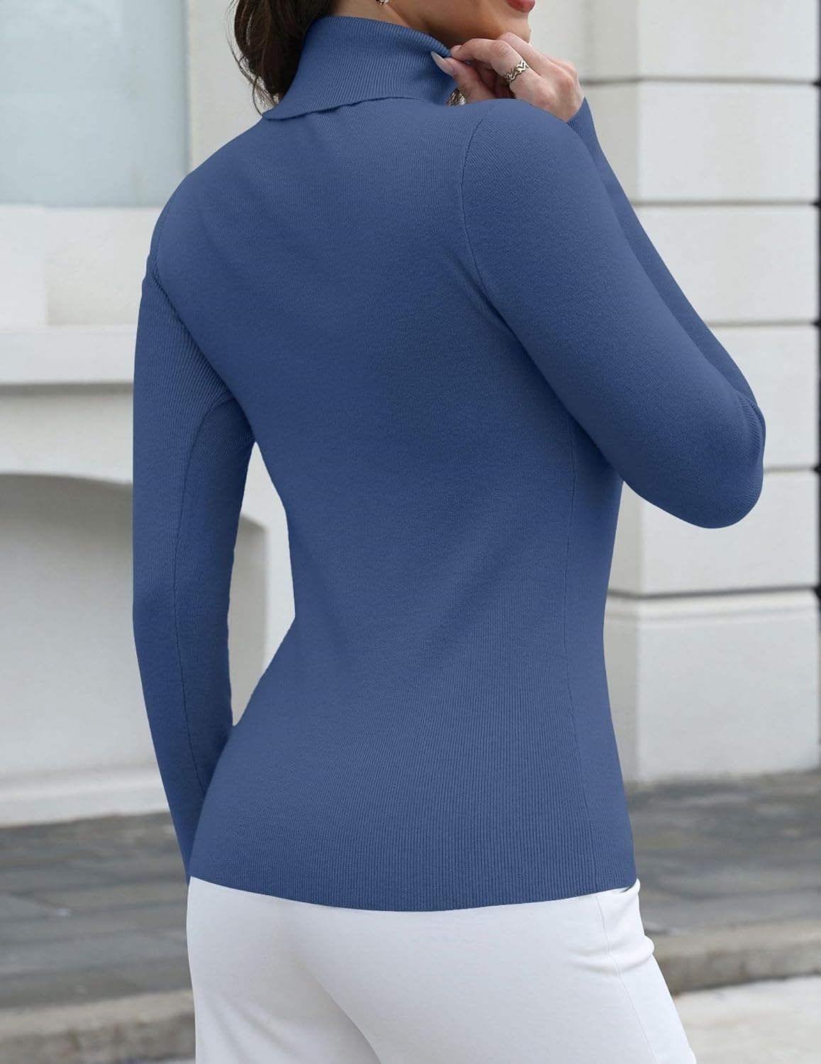 image:imageZeagoo Womens Turtleneck Sweater Long Sleeve Tops Basic Fall ClothesDusty Blue