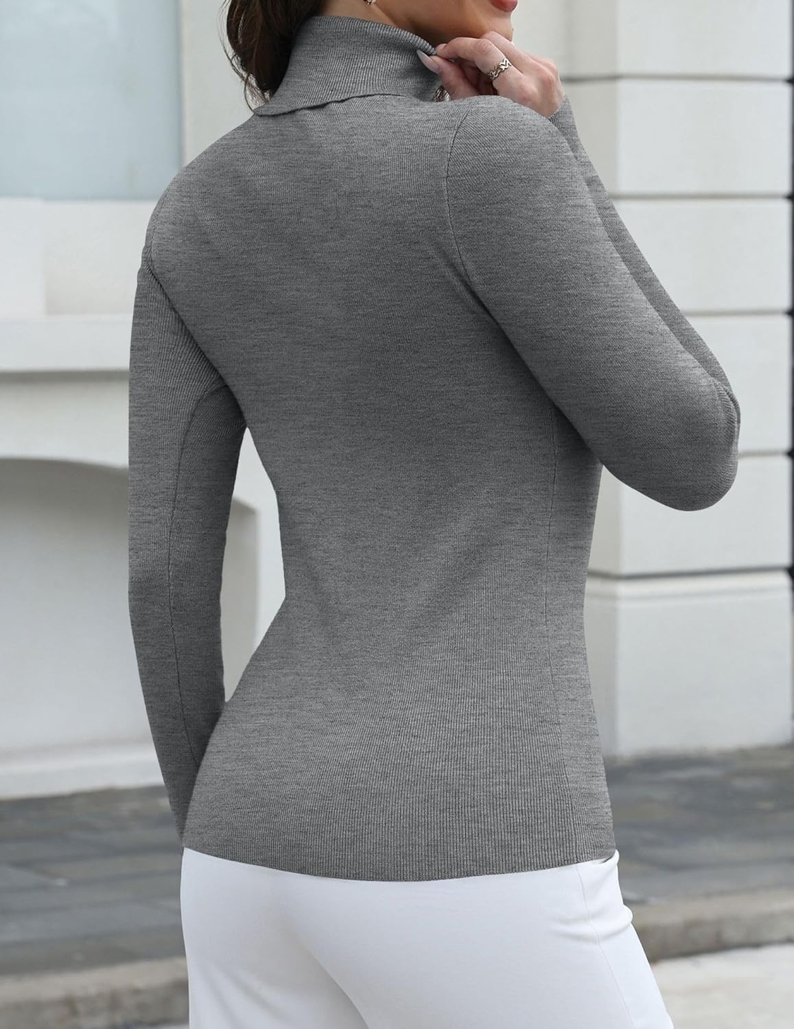 image:imageZeagoo Womens Turtleneck Sweater Long Sleeve Tops Basic Fall ClothesGrey
