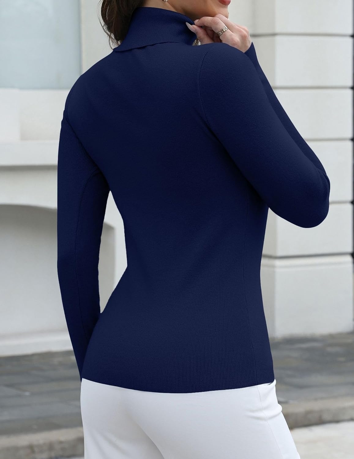 image:imageZeagoo Womens Turtleneck Sweater Long Sleeve Tops Basic Fall ClothesNavy Blue