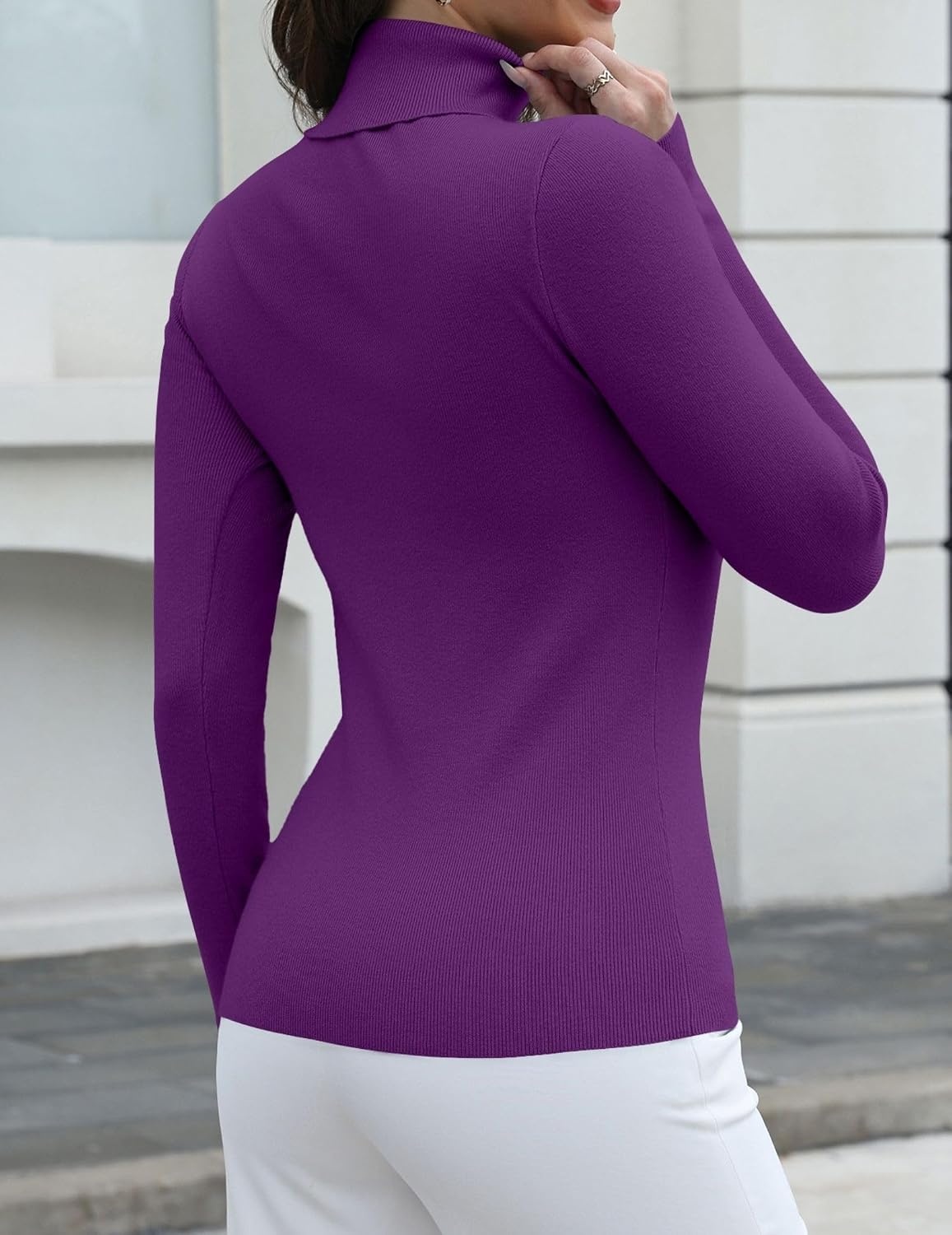 image:imageZeagoo Womens Turtleneck Sweater Long Sleeve Tops Basic Fall ClothesPurple