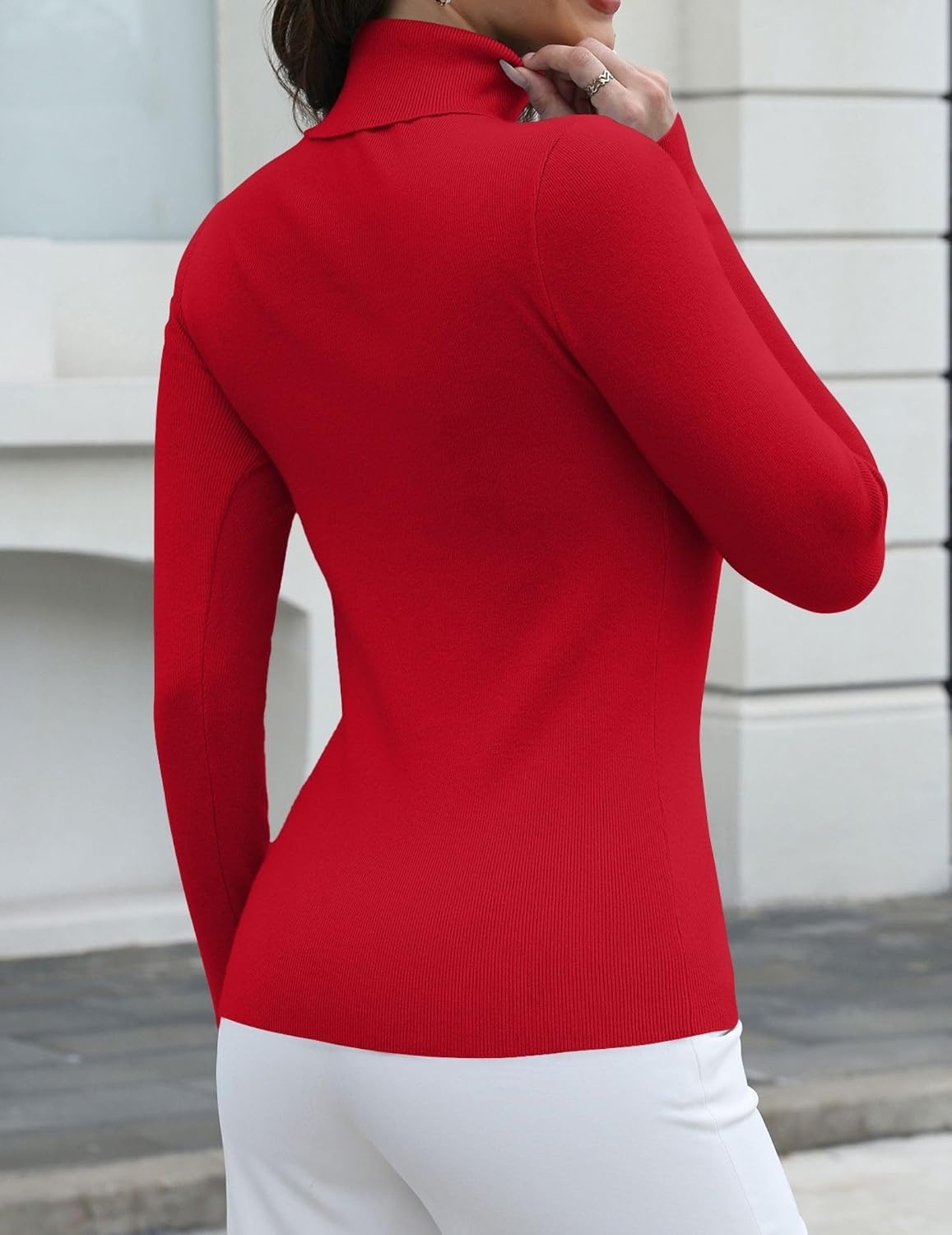 image:imageZeagoo Womens Turtleneck Sweater Long Sleeve Tops Basic Fall ClothesRed