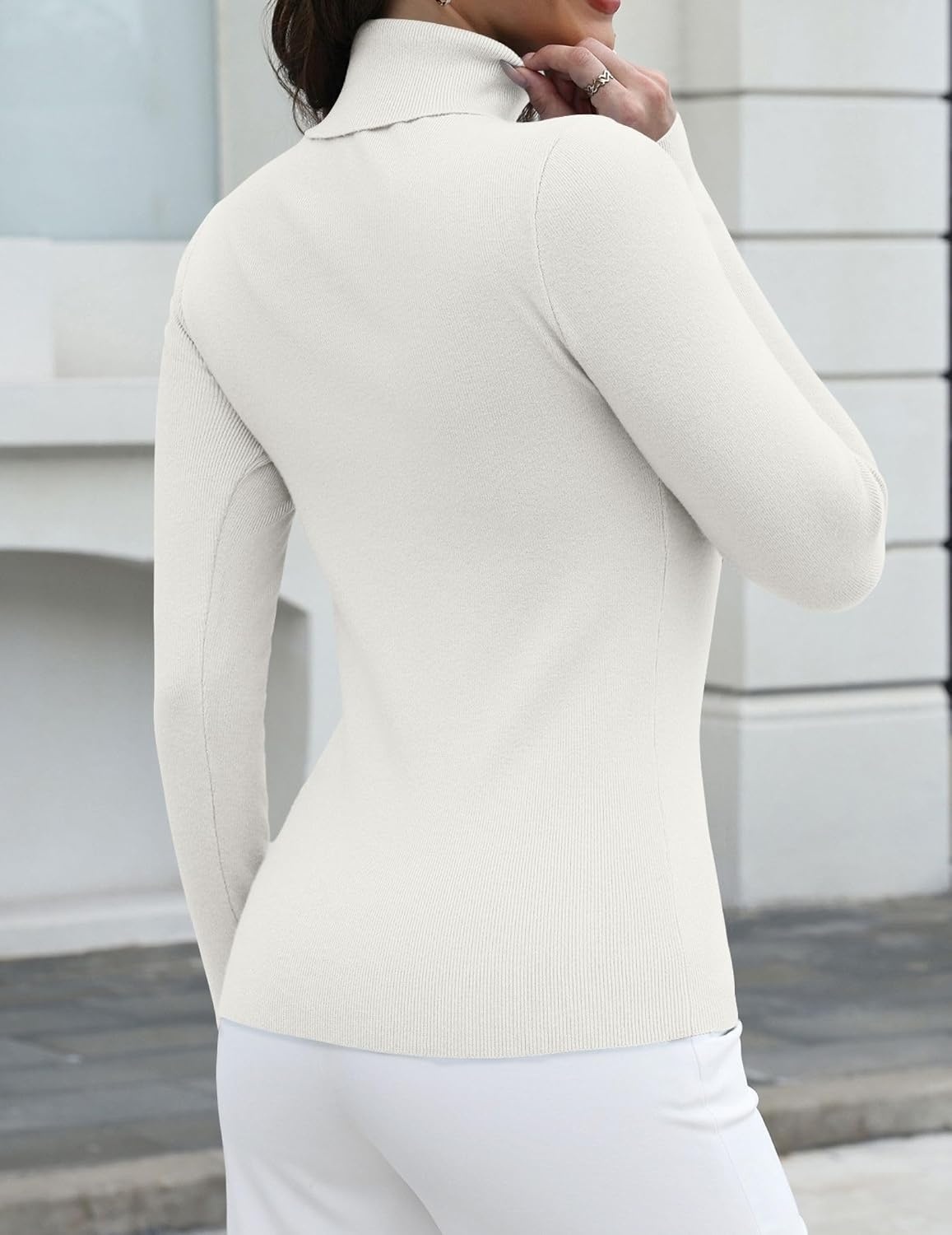 image:imageZeagoo Womens Turtleneck Sweater Long Sleeve Tops Basic Fall ClothesWhite