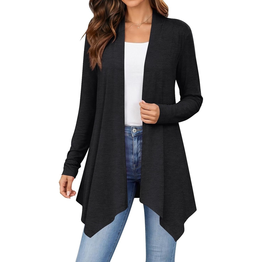 image:imageZeagoo Lightweight Cardigan for Women Long Sleeve Open Front CardigansBlack