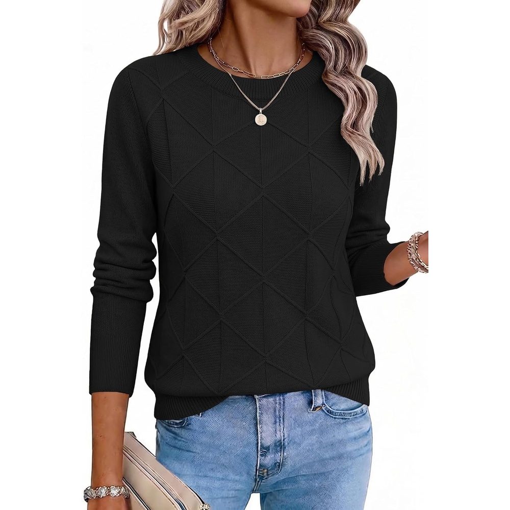 image:imageZeagoo Womens Sweaters Crewneck Long Sleeve Soft Casual Knit Pullover TopsBlack