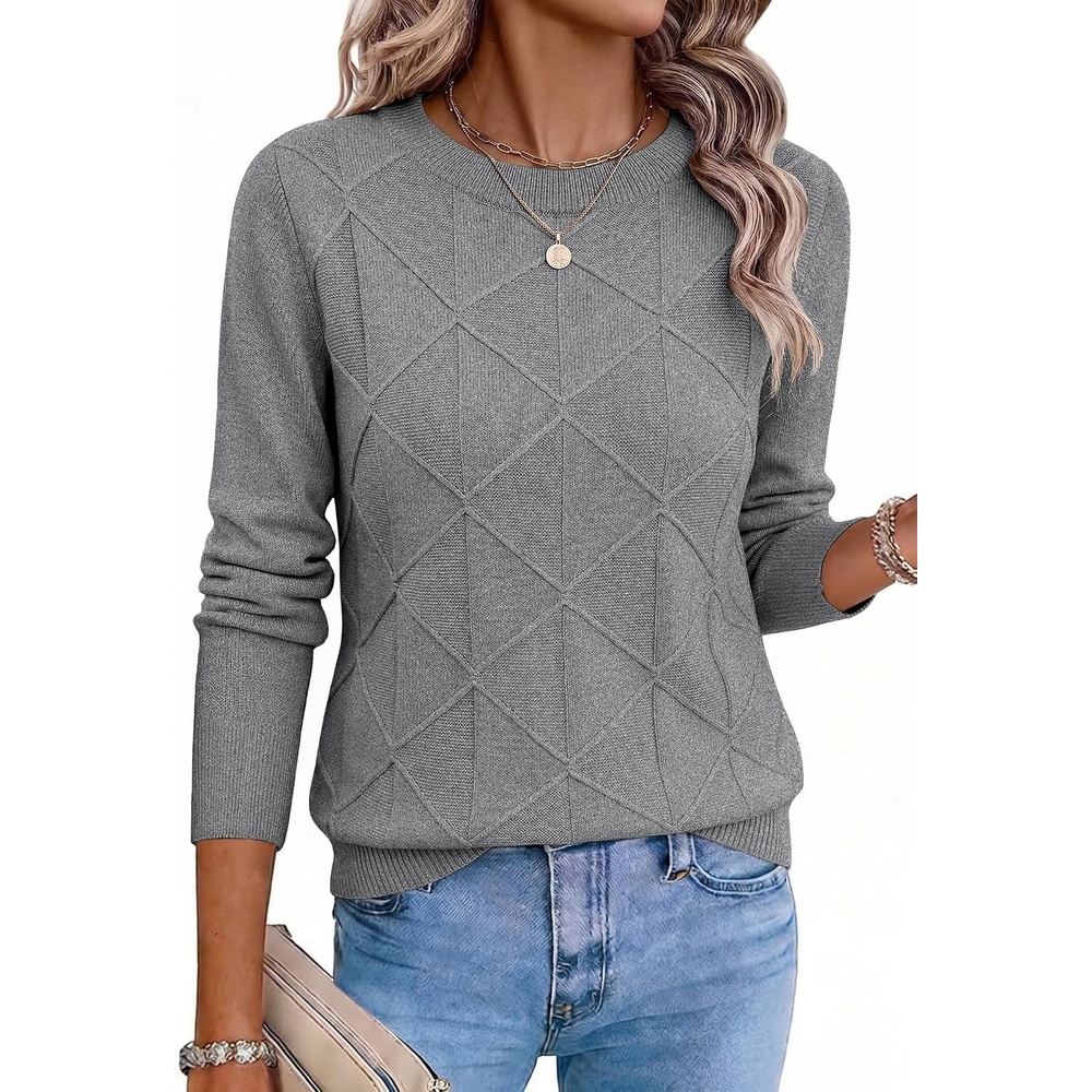 image:imageZeagoo Womens Sweaters Crewneck Long Sleeve Soft Casual Knit Pullover TopsGray