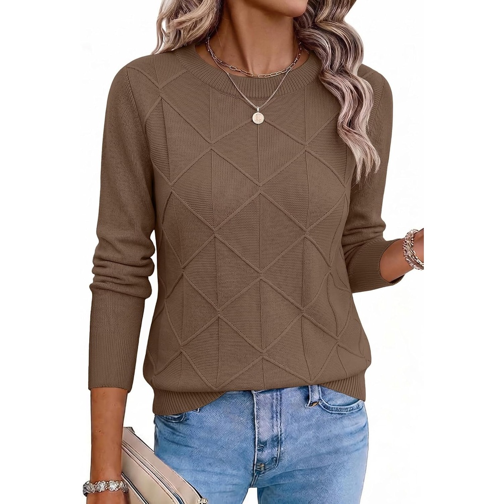 image:imageZeagoo Womens Sweaters Crewneck Long Sleeve Soft Casual Knit Pullover TopsNutmeg